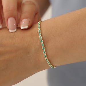 Natural Emerald Tennis Bracelet, Emerald Bracelet, 14kt Solid Gold, Emerald Tennis Bracelet, Prong Setting