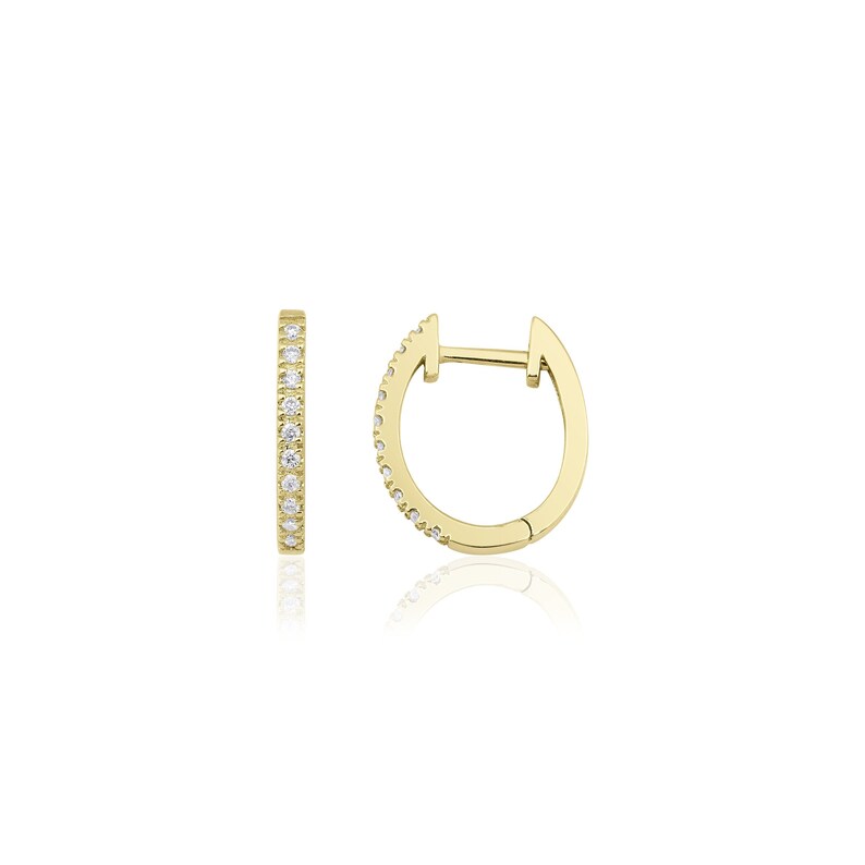 Diamond Huggies Huggie Hoops Earrings Diamond Earrings image 4