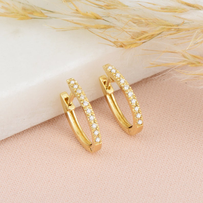 Diamond Huggies Huggie Hoops Earrings Diamond Earrings image 1