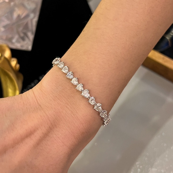 Diamond Tennis Bracelet Heart Cut Diamond Bracelet Heart Etsy