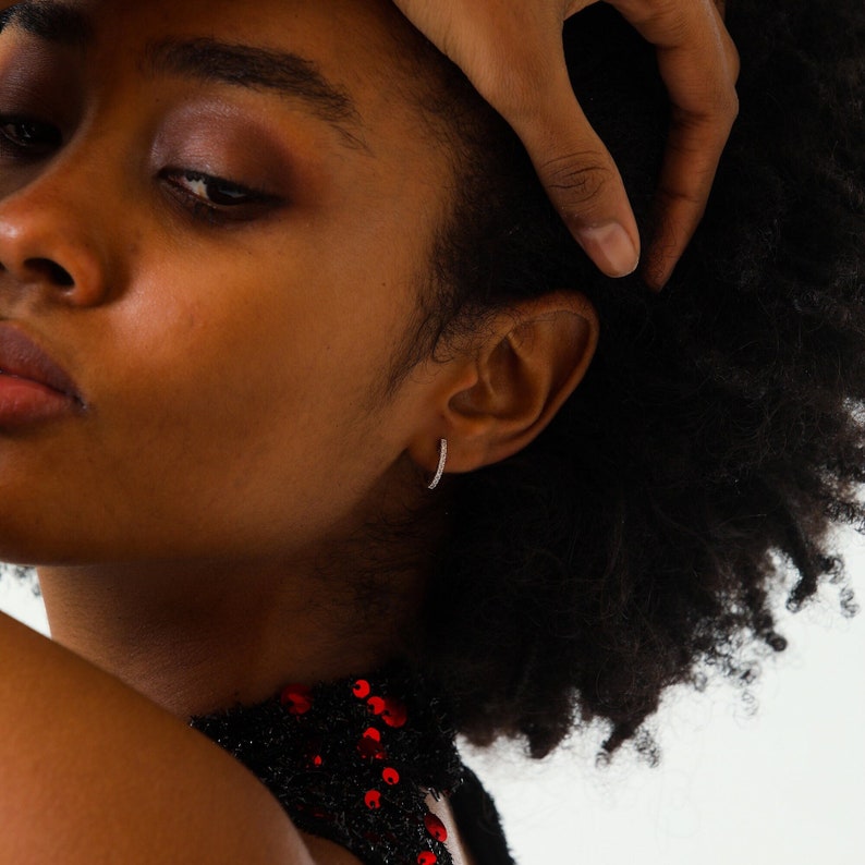 Diamond Huggies Huggie Hoops Earrings Diamond Earrings image 6