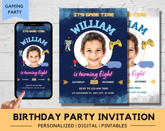 Video Game themed Birthday Invitation with Personalized Photo | Digital Template | Printable Invitation | Boys' Gaming Party Invite