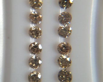 0.83CT Brown Diamond: 2MM Round Brilliant Cut, Natural Diamonds (12pc)