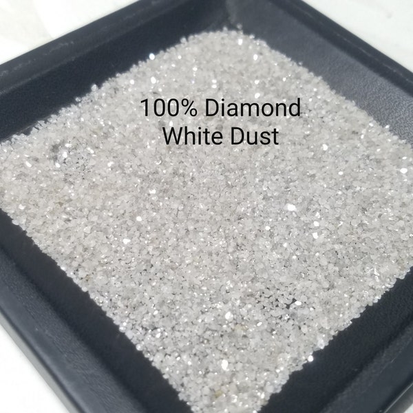 10 cts de poussière de diamant blanc naturel (à facettes) éclats de diamants à facettes scintillants, sable poli, pour bijoux. TRIDEVEXPORTATION