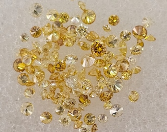 1.08CT Natural Yellow Round Cut Diamonds: 1.00-1.60mm