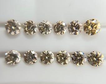 0.20CT Champagne Brown Diamond Pair: 3MM Round Brilliant Cut Loose Diamonds