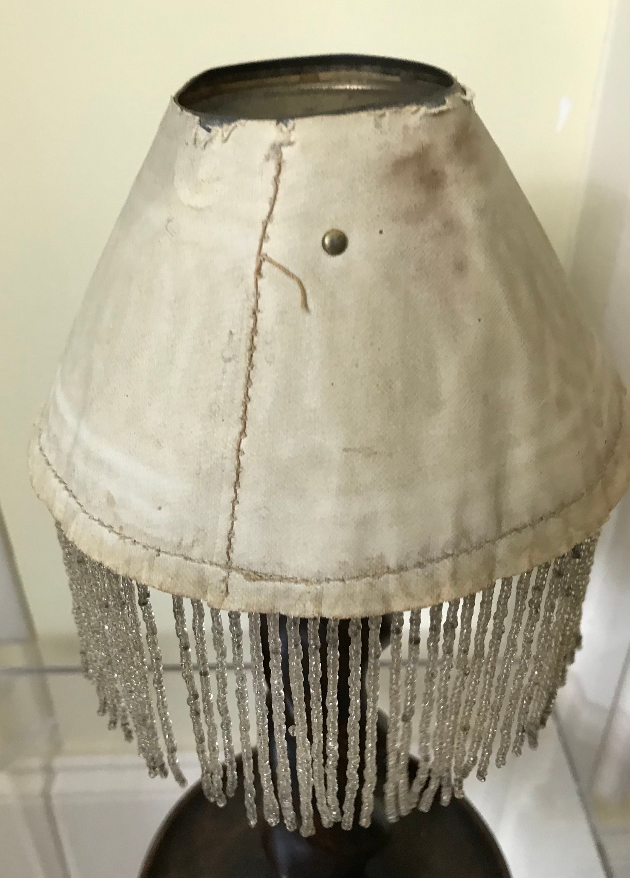 Antique quartz beaded candle lamp shade filigree brass/silver Etsy