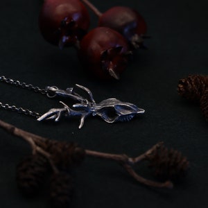 Deer skull, handmade silver sterling necklace, animal skull jewelry, witch, moonchild, nature inspired, alternative, gift
