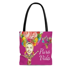 Pura Vida-tas| Tropische draagtas | Pura Vida herbruikbare tas| Costa Rica-kunst| Sambatas| Tropische tas| Herbruikbare boodschappentas