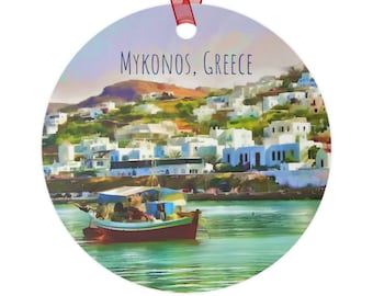 Mykonos Greece Ornament, Mykonos Greece ornament, Mykonos Greece Christmas Ornament, Mykonos Greece Christmas Ornament