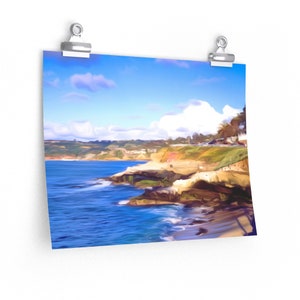 La Jolla Print, La Jolla Cove Print, Digital Oil Paint, La Jolla Wall Art, La Jolla Poster, San Diego Print, La Jolla Wall Decor