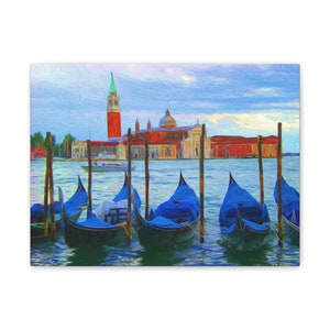 Venice Italy Art| Venice Painting| Venice Gondalas| Venice| Venice Lover| Venice Italy Gift| Venice Italy Wall Art| 16"x 12" Canvas