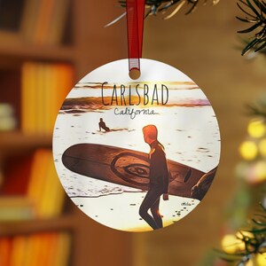 Carlsbad Ornament, Carlsbad Surfer, Carlsbad gift, Carlsbad Christmas Ornament, Carlsbad California Christmas Ornament, for surfer