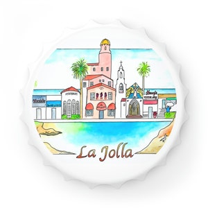 La Jolla Bottle Opener, La Jolla Christmas, San Diego Christmas, San Diego Stocking Stuffer, La Jolla Magnet, La Jolla souvenir
