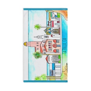 La Jolla California Kitchen Towel, La Jolla California dish towel, La Jolla California Souvenir, La Jolla California Souvenir, 16&quot;x28&quot;
