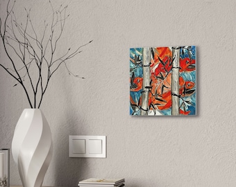 Bamboo Art| Bamboo Painting| Bamboo Art Canvas| Bamboo Painting Print| Bamboo and Koi Fish art| Koi Fish Painting|12" x 12"