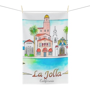 La Jolla California, La Jolla towel, La Jolla Gift, California Kitchen Towel, La Jolla Souvenir, La Jolla Travel, La Jolla Tourist
