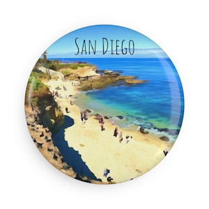 San Diego Magnet, Button Magnet, Round (1 & 10 pcs)