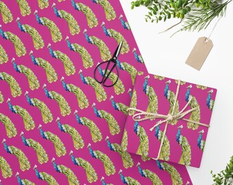 Peacock Wrapping Paper| Peacock present Wrapping Paper| Peacock Present| Peacock gift| Funky Wrapping paper