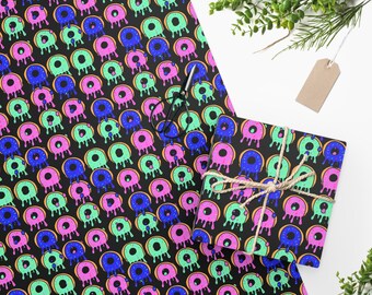 Donut Wrapping Paper (Black)| Donut lover Wrapping Paper| Donut Wrapping Paper| Donut Gift| Donut fan| Birthday Wrapping Paper