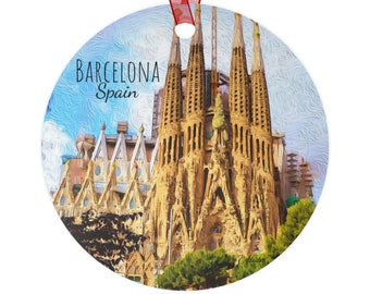 Barcelona Spain Ornament, Barcelona Spain Gift, Barcelona Christmas Ornament, Barcelona Spain Souvenir, Barcelona Painting