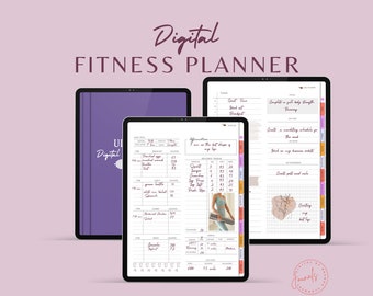 Fitness Journal & Tracker Set - Digital Workout Log for Women, Undated Planner, Goodnotes Compatible, Digital Fitness Planner, 2024 Planner