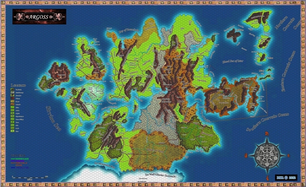 Ansalon dragonlance / Krynn Map in PNG Format W/ Numbered Hexes AD&D Dungeons and Dragons