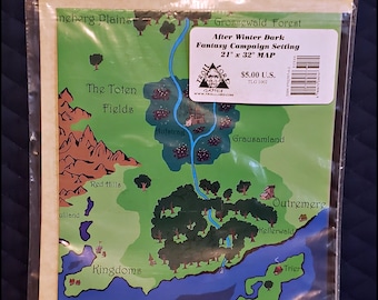 The World of Erde Map - New (in 2000) - Mint - Troll Lord Games - Compatible with Dungeons and Dragons - 21" x 32"  aka: Aihrde