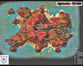 Ataraxia Haven Map - Dungeons and Dragons with Numbered Hexes (PNG Download)