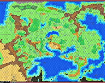 Greyhawk Map – Numbered Hexes, AD&D Dungeons and Dragons (Digital Download)