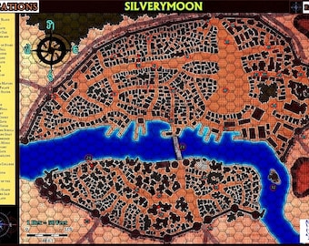 Silverymoon (Faerun / Forgotten Realms) Map w/ numbered Hexes - AD&D Dungeons and Dragons - Download