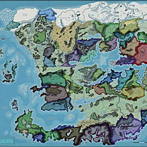 Faerun (forgotten Realms) Big Blue Map in PNG format w/ Hexes - AD&D Dungeons and Dragons - Download - This map is HUGE 149 mb