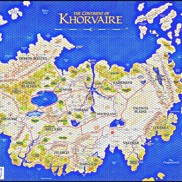 Khorvaire (Eberron) Map im PNG Format mit nummerierten Sechsecken - AD&D Dungeons and Dragons - Download