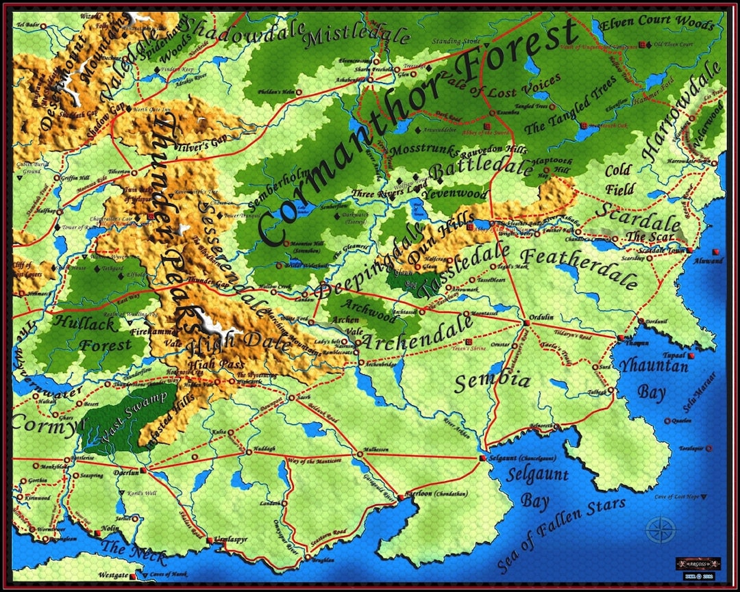Faerun Dalelands forgotten Realms Map in PNG Format W/ Numbered Hexes