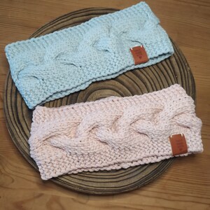 Headband ear warmers knitted cable pattern