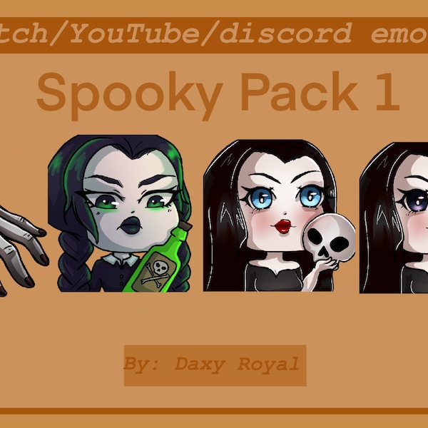 spooky goth emotes Addams family inspired twitch/discord/youtube