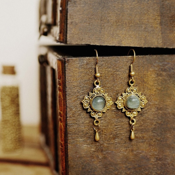 Boho earrings with gemstone • jewelry • hippie • gypsy • tribal • indian • oriental • ornament • festival • present • christmas