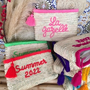 Lot von 10 Benutzerdefinierte Stroh Clutch, personalisierte Braut, Zukunft Frau Stroh Clutch, Hen / Flitterwochen Tasche, Braut zu sein, personalisierte Stroh-Clutch
