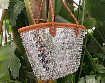 Panier en osier paillettes 100% fait main