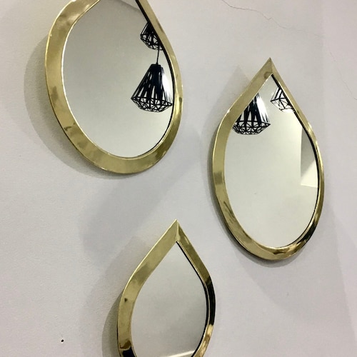 SET of 4 WATER DROP Wall Decor Mirror Asymmetrical Wall Etsy