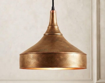 Handmade Brass Dome Pendant Light, Custom Size Ceiling Lamp, Kitchen Island Lighting, Modern Rustic Hanging Light