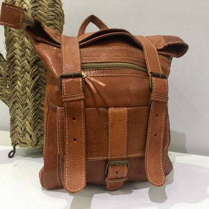 Handcrafted Leather Backpack | Unisex Backpack | Leather Rucksack | Moroccan Soft Supple Organic Goat Leather Backpack | Medium Backpack
