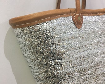 Panier en osier paillettes 100% fait main