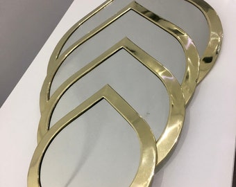 Lot de 4 gouttes d'eau Miroirs marocains | Miroirs suspendus muraux en laiton | | de jeu de miroirs irréguliers Miroirs en cuivre marocains