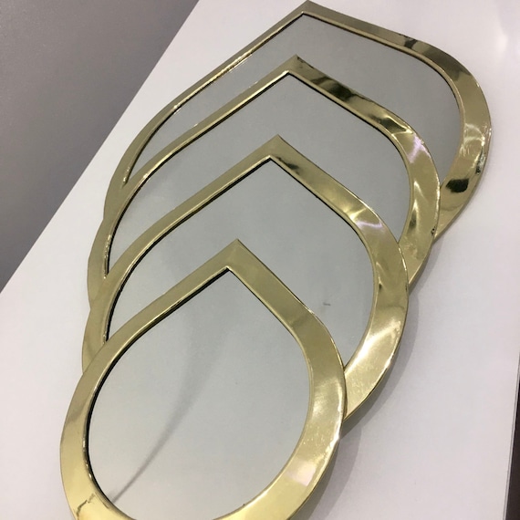Lot de 4 gouttes d'eau Miroirs marocains | Miroirs suspendus muraux en laiton | | de jeu de miroirs irréguliers Miroirs en cuivre marocains