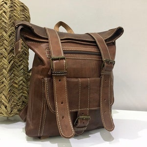 Handcrafted Leather Backpack | Unisex Backpack | Leather Rucksack | Moroccan Soft Supple Organic Goat Leather Backpack | Medium Backpack