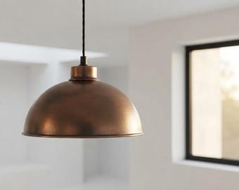 Lámpara colgante de bronce hecha a mano, lámpara de techo de latón vintage, lámpara colgante tipo cúpula personalizada, iluminación colgante moderna de estilo industrial para el hogar.