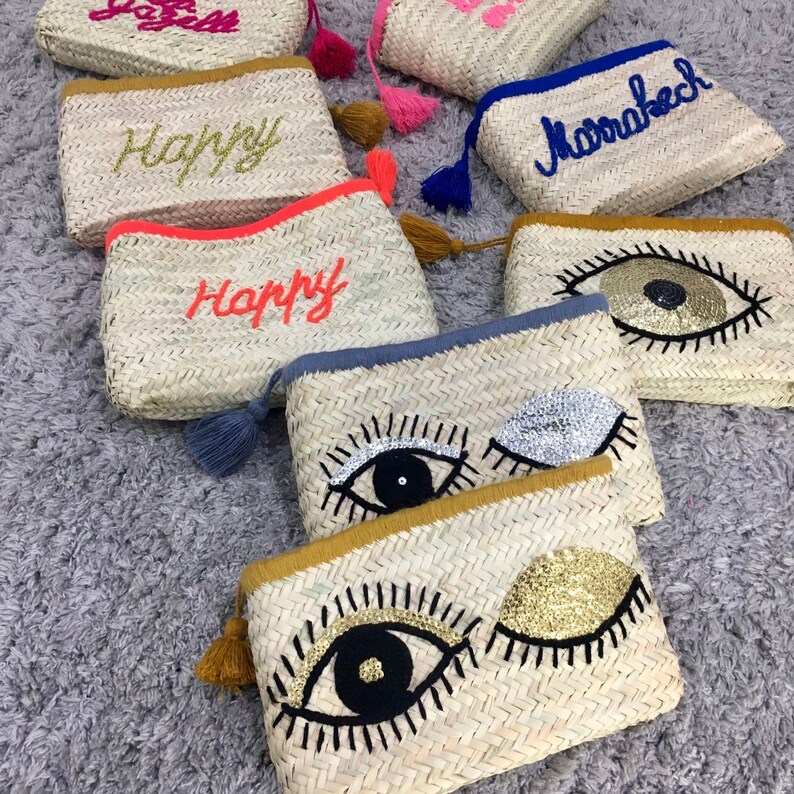 Personalized Straw Clutch Clutch With Names Monogram Straw Etsy