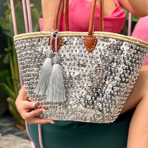 Panier en osier paillettes 100% Hauptfarbe