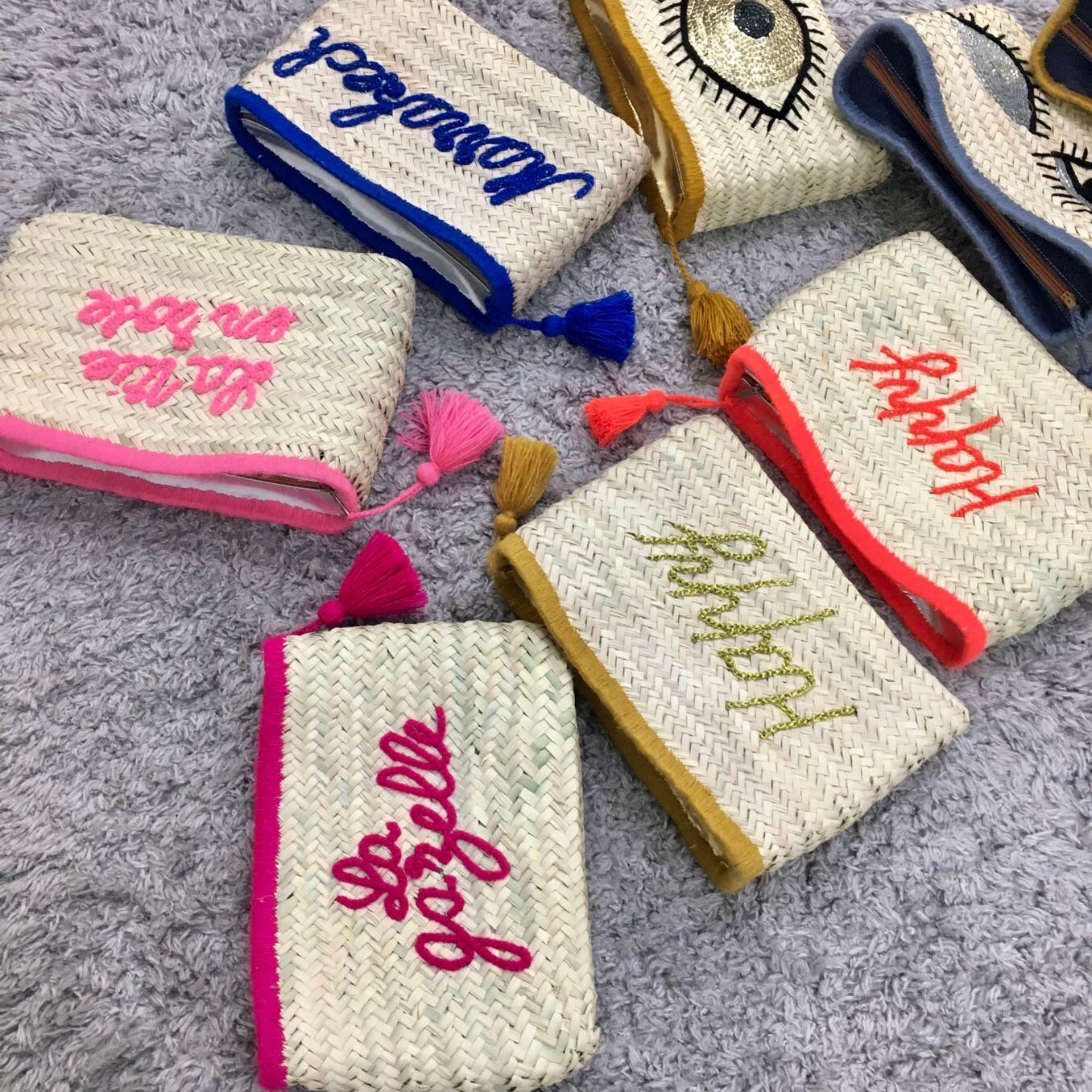 Personalised straw deals clutch bag
